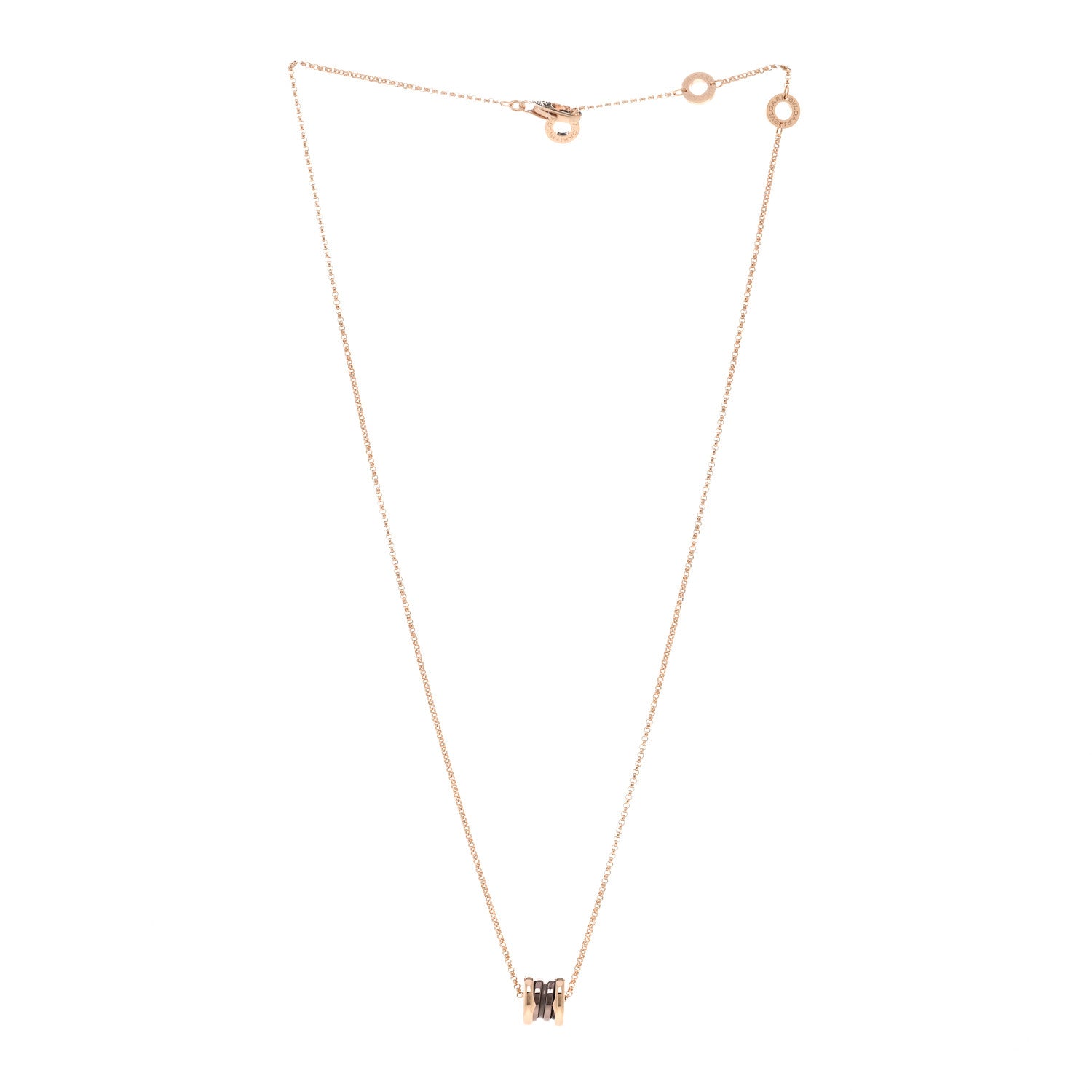 Bulgari 18K Rose Gold Cermet Small B.Zero1 Pendant Necklace 3 of 5