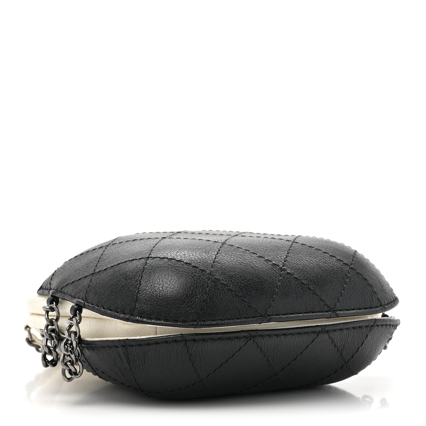 Aged Calfskin Quilted Small Gabrielle Bucket White Black