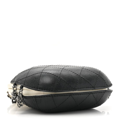 Chanel Aged Calfskin Quilted Small Gabrielle Bucket White Black 4 of 10