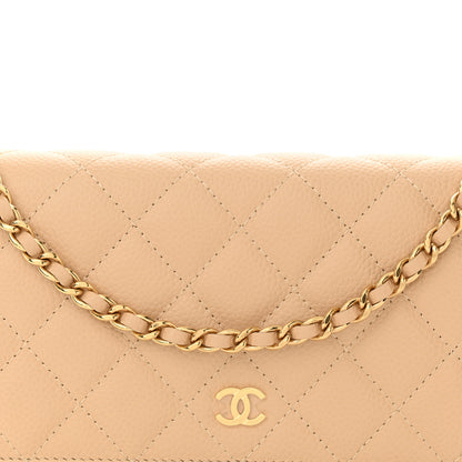 Chanel Caviar Quilted Wallet on Chain WOC Beige 9 of 12