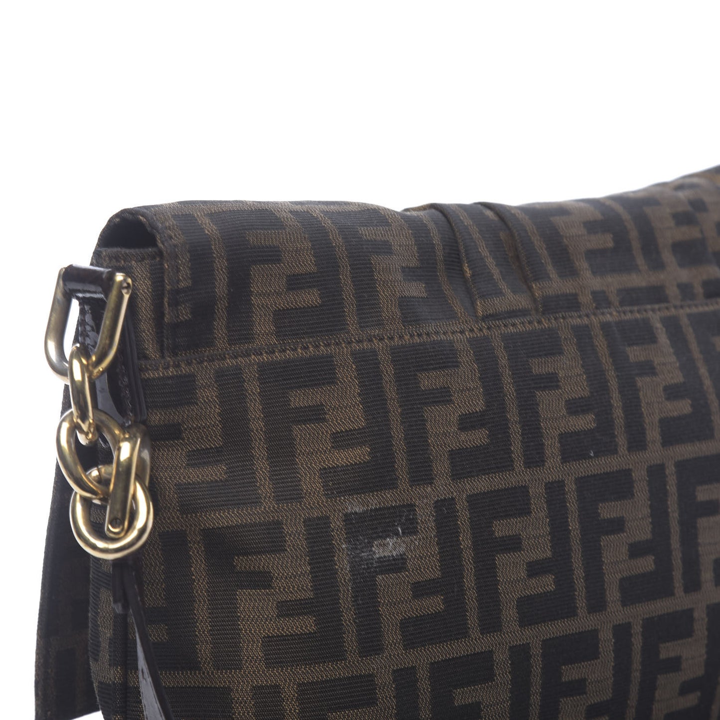 Zucca Patent Large Mia Shoulder Flap Tobacco