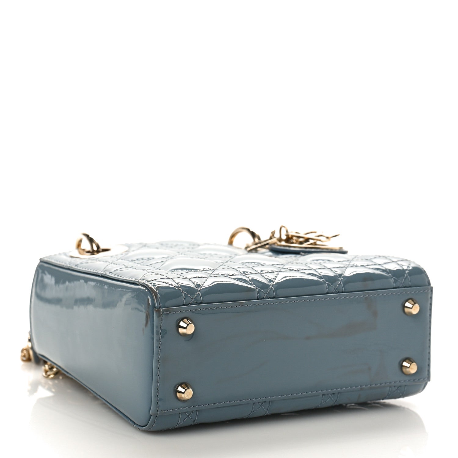 Christian Dior Patent Cannage Mini Lady Dior Light Blue 4 of 8