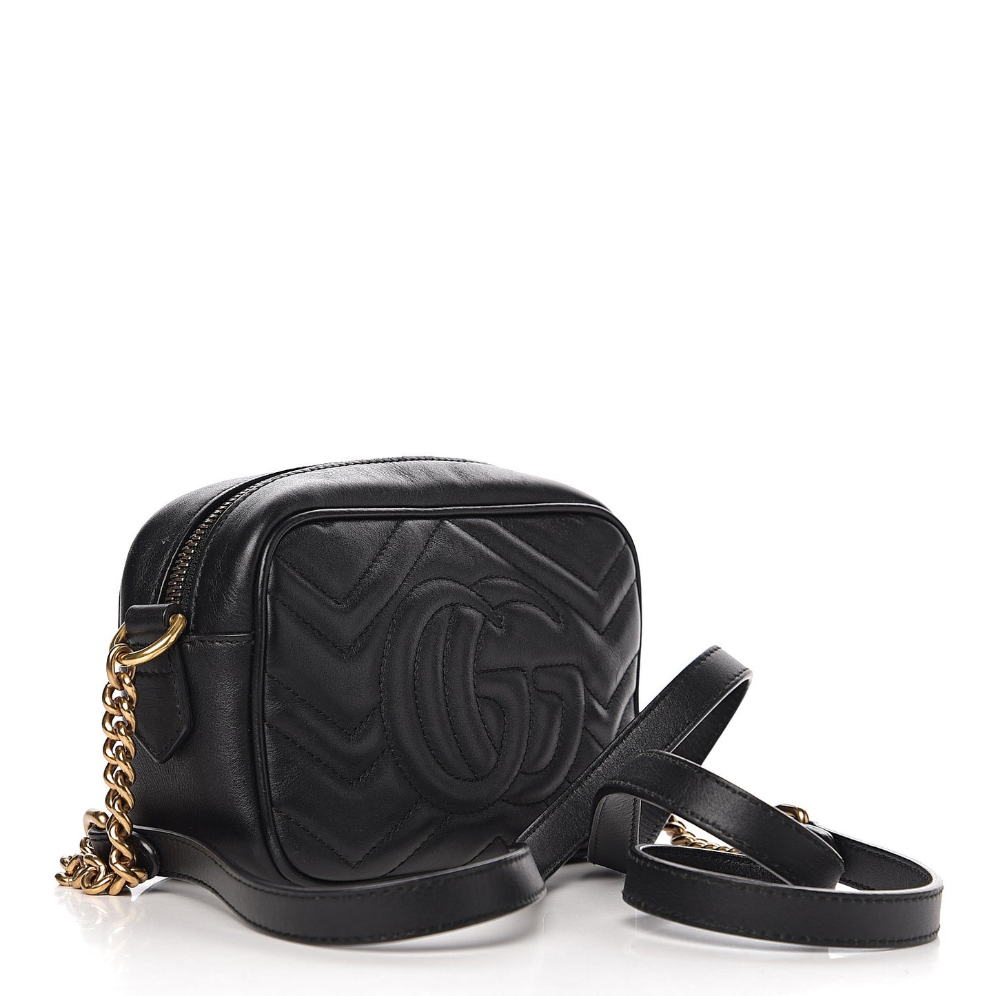 Calfskin Matelasse Mini GG Marmont Chain Shoulder Bag Black