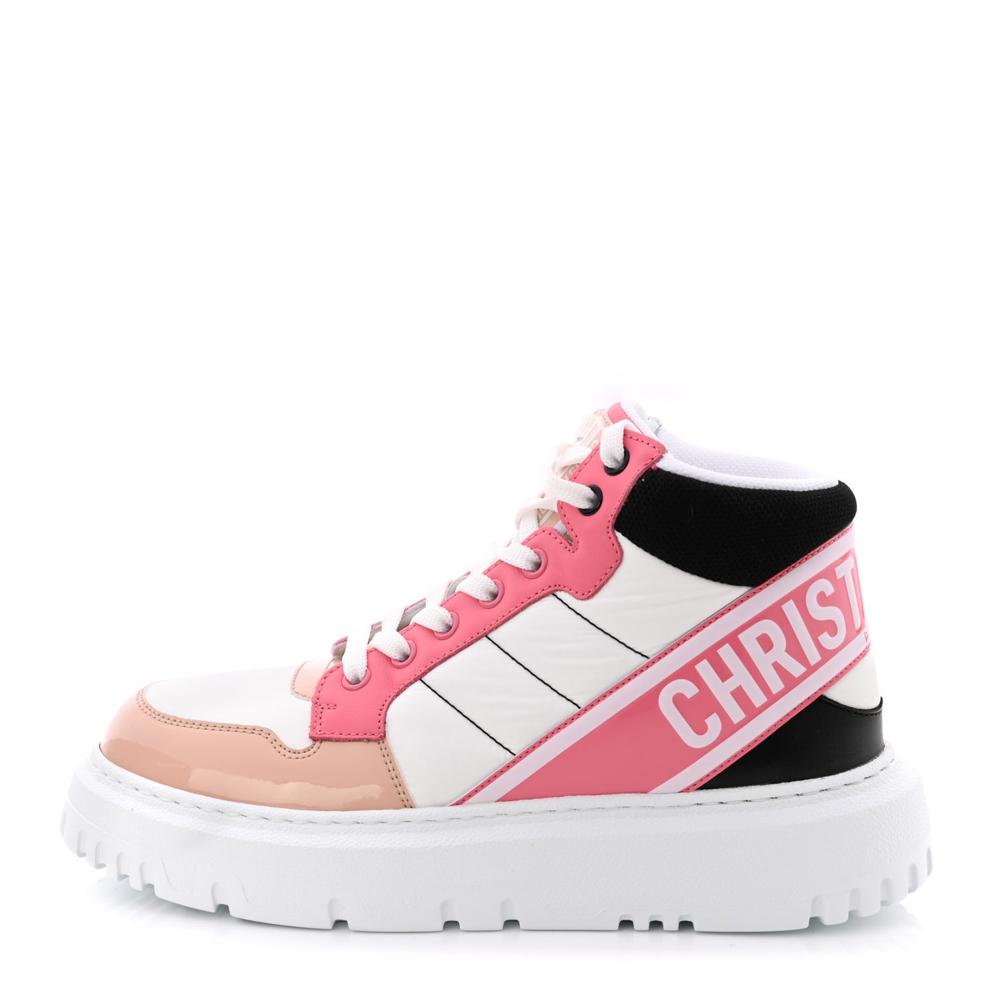Nylon Calfskin Womens D-Player High Top Sneakers 36 Pink