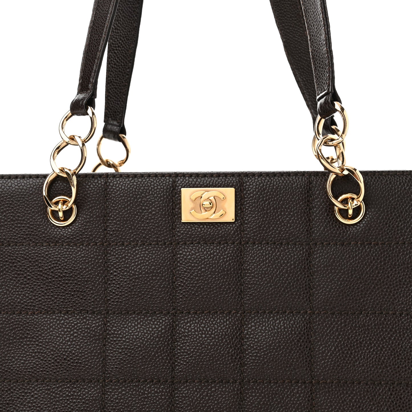 Caviar Chocolate Bar Quilted Shoulder Bag Dark Brown