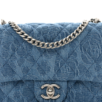 Chanel Denim Quilted Camellia Sweetheart Mini Flap Blue 5 of 10