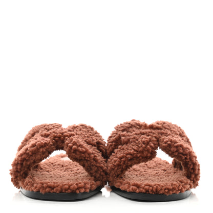 Hermes Woolskin Oran Sandals 35 Cognac 2 of 8