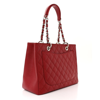 Chanel Caviar Quilted Grand Shopping Tote GST Red 3 of 10