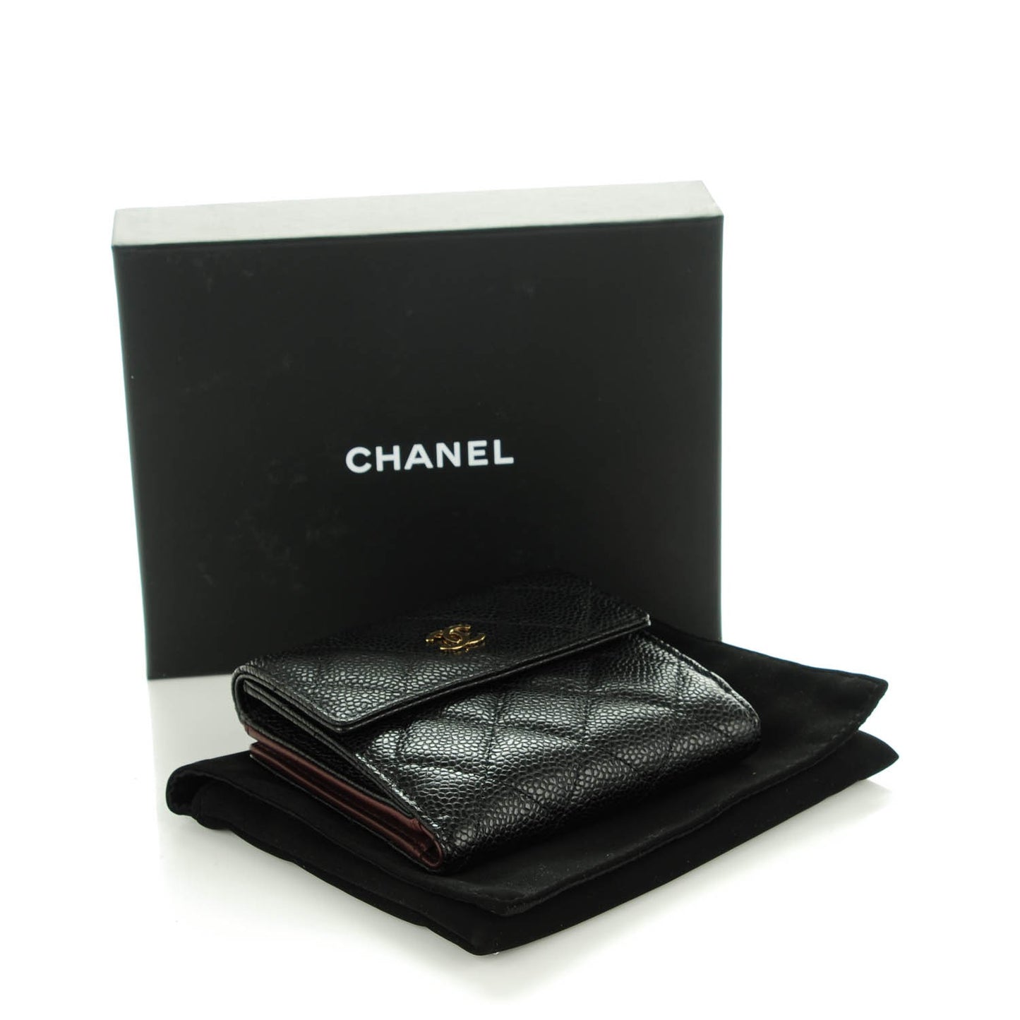 Caviar Quilted Compact French Flap Wallet