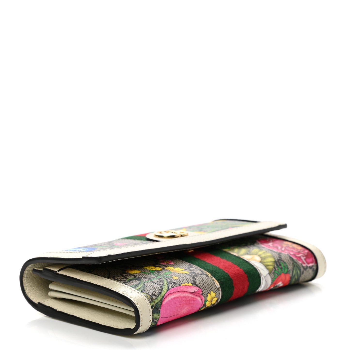 GG Supreme Monogram Flora Web Ophidia Continental Wallet White