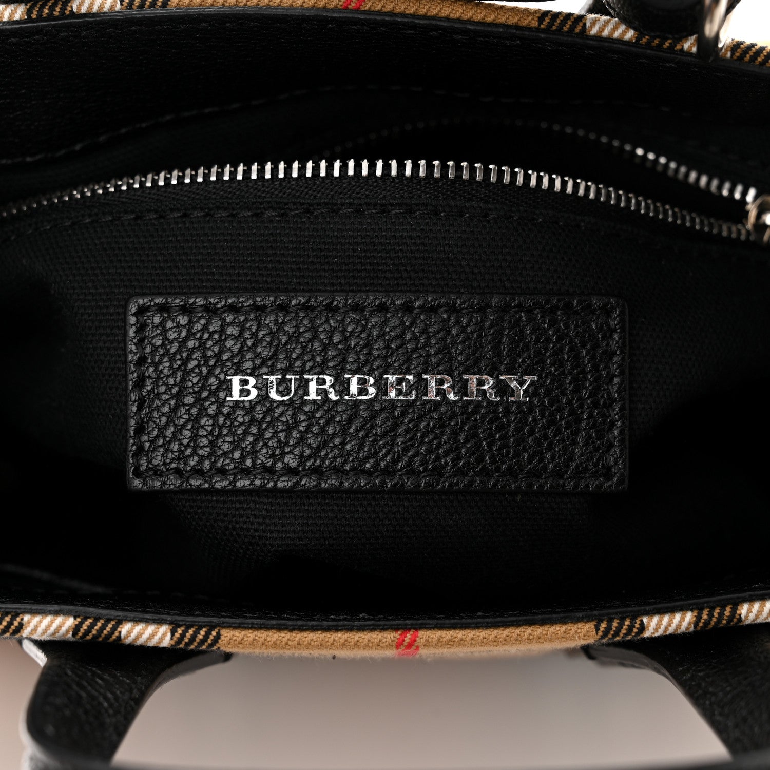 Burberry Goatskin Vintage Check Small Banner Tote Black 6 of 10