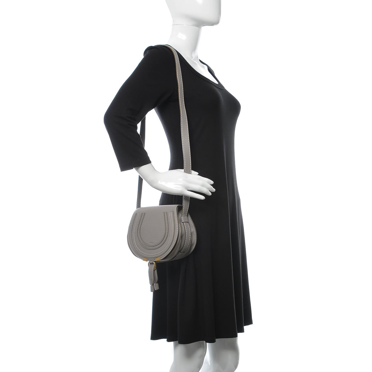 Calfskin Mini Marcie Round Crossbody Bag Cashmere Grey