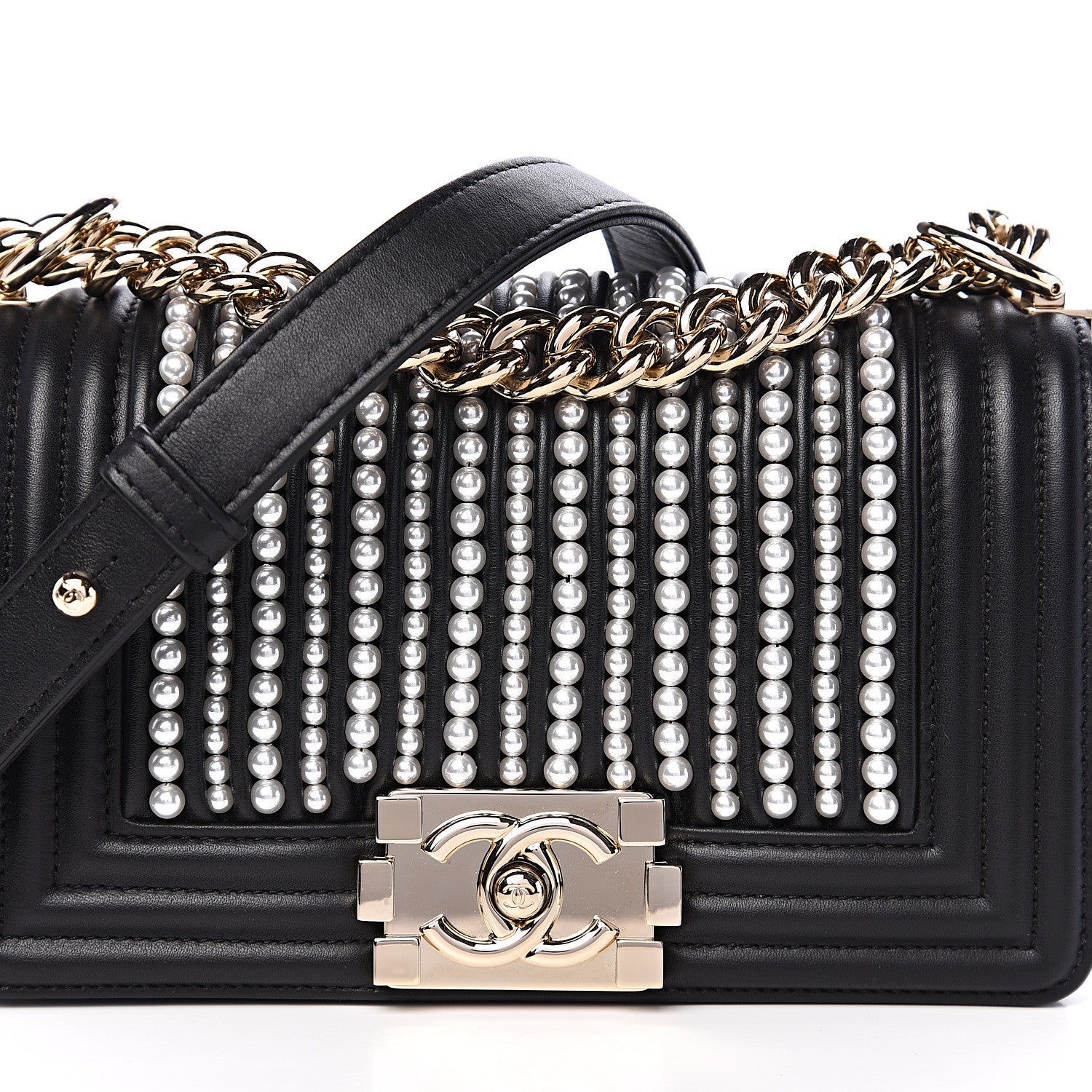 Chanel Calfskin Pearl Small Boy Flap Black 9 of 9