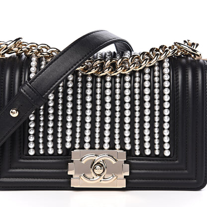 Chanel Calfskin Pearl Small Boy Flap Black 9 of 9