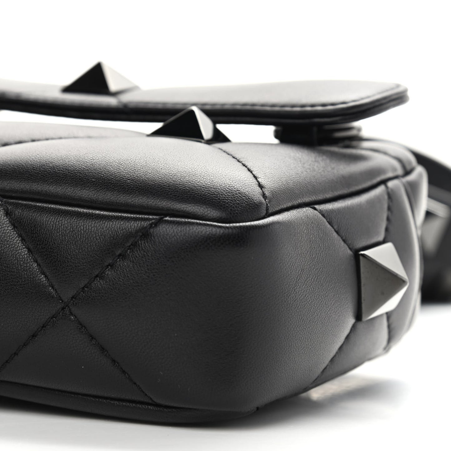 Nappa Monochome Small Roman Stud Crossbody Bag Black