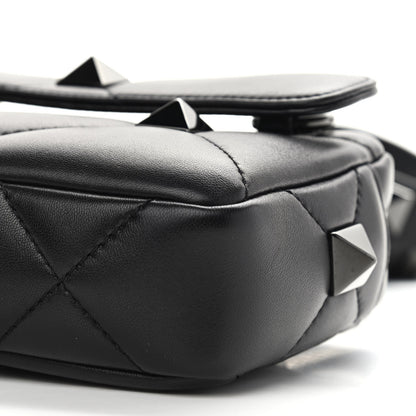 Valentino Garavani Nappa Monochome Small Roman Stud Crossbody Bag Black 6 of 8