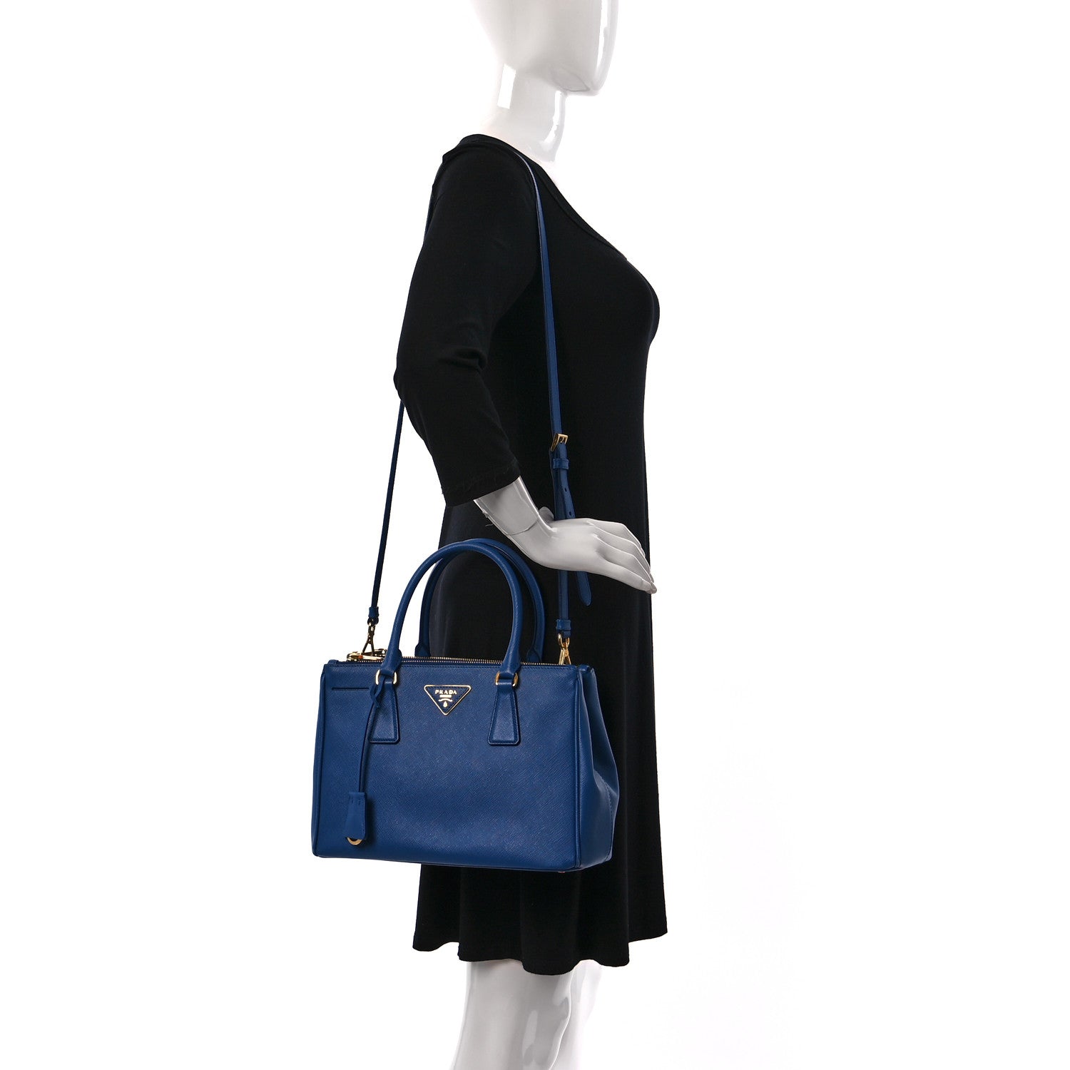 Prada Saffiano Lux Small Galleria Double Zip Tote Azzurro 2 of 11