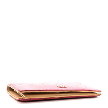 Chanel Lambskin Camellia Embossed Yen Wallet Fuchsia 4 of 10