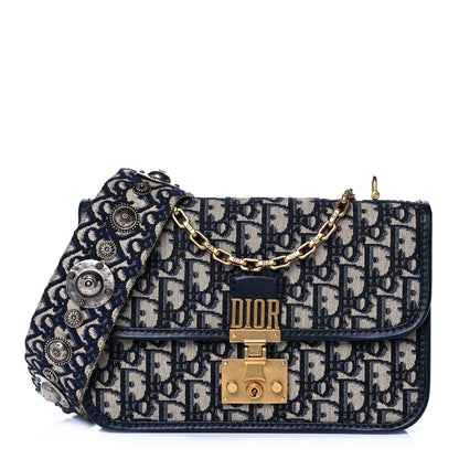 Christian Dior Oblique DiorAddict Flap Bag Navy Blue 1 of 14