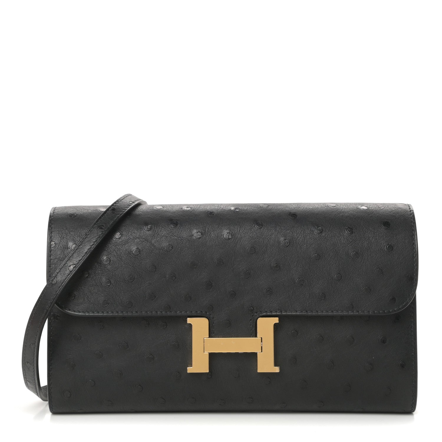 Hermes Ostrich Constance Long Wallet To Go Black 1 of 13