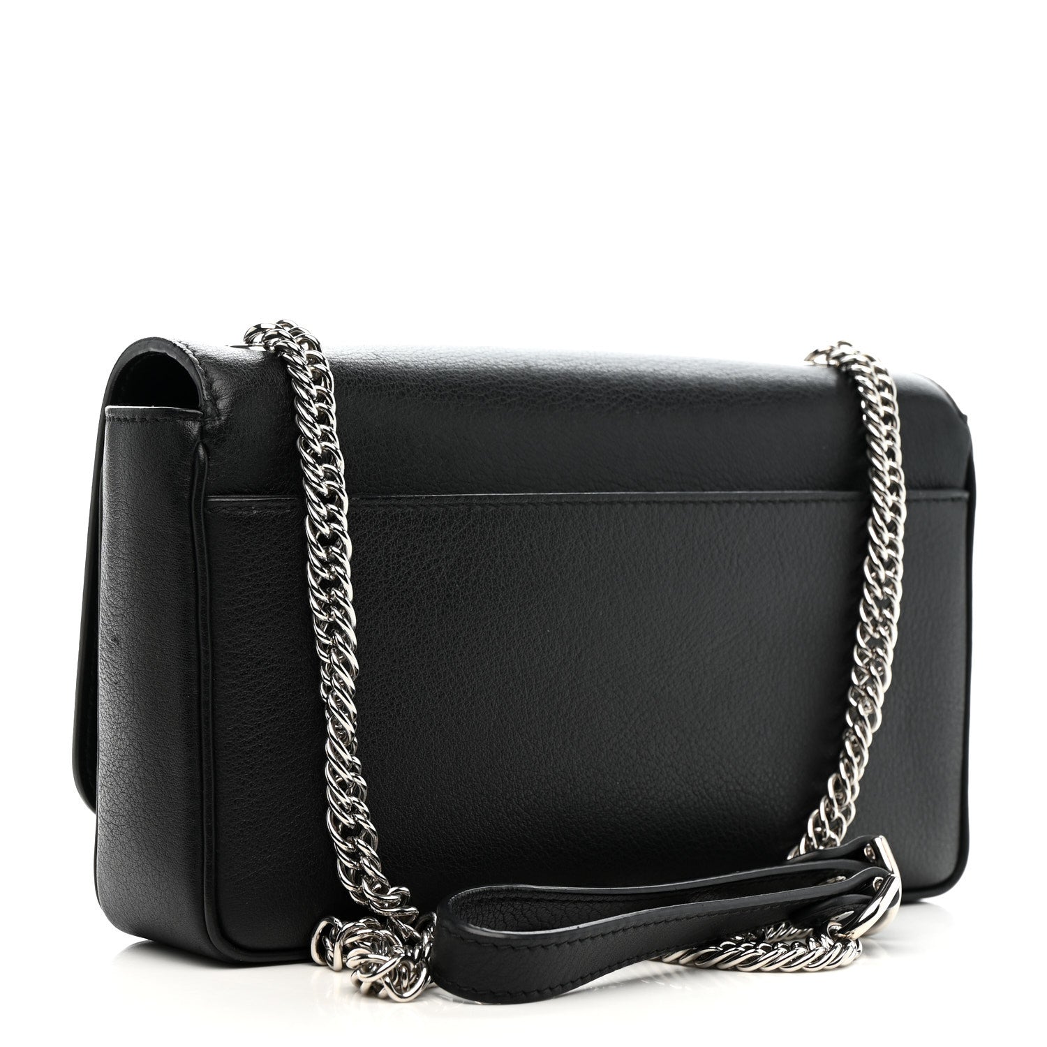 Balenciaga Pebbled Calfskin Logo Everyday Flap Chain Wallet Black 3 of 14