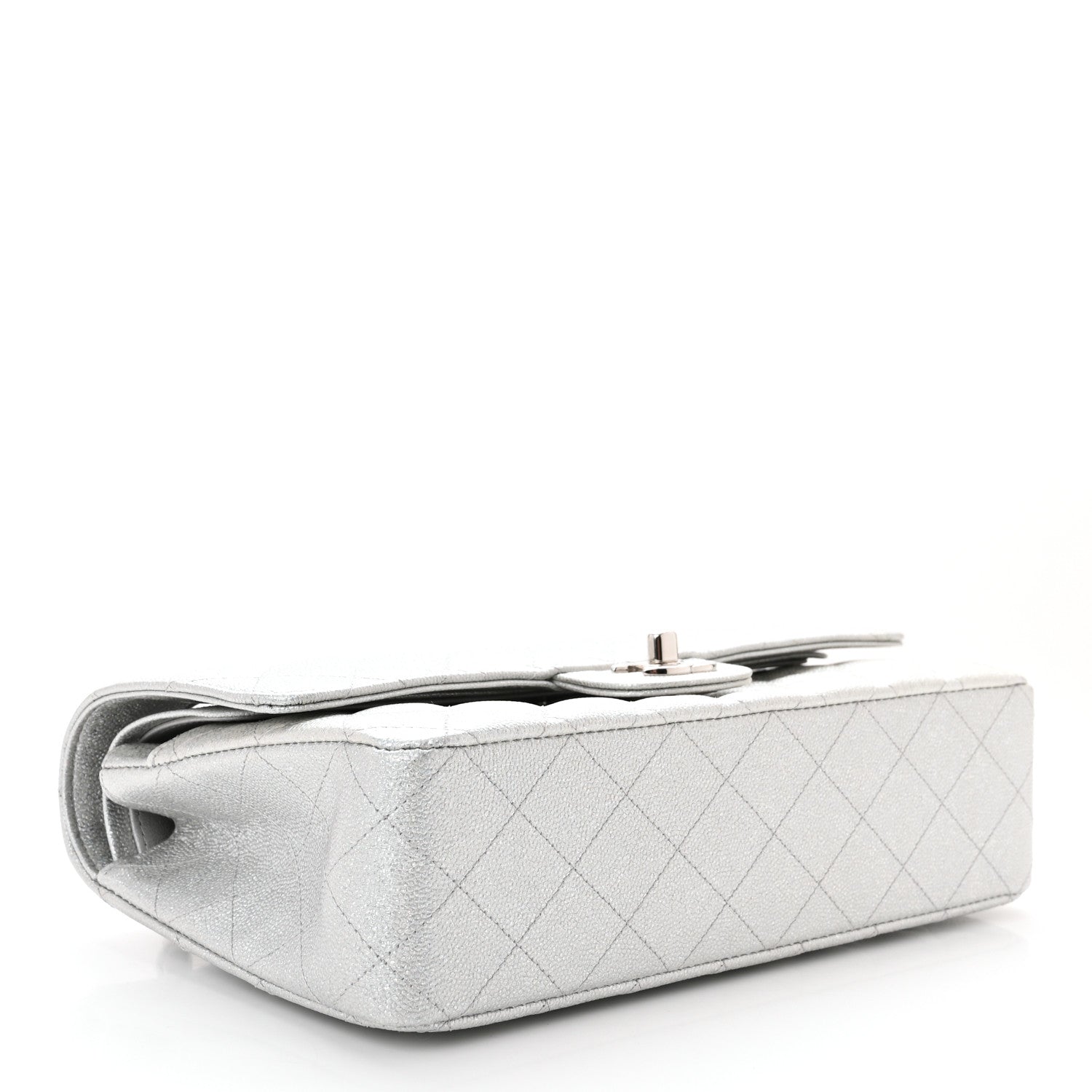 Chanel Glittered Metallic Caviar Quilted Medium Double Flap Silver 4 of 11