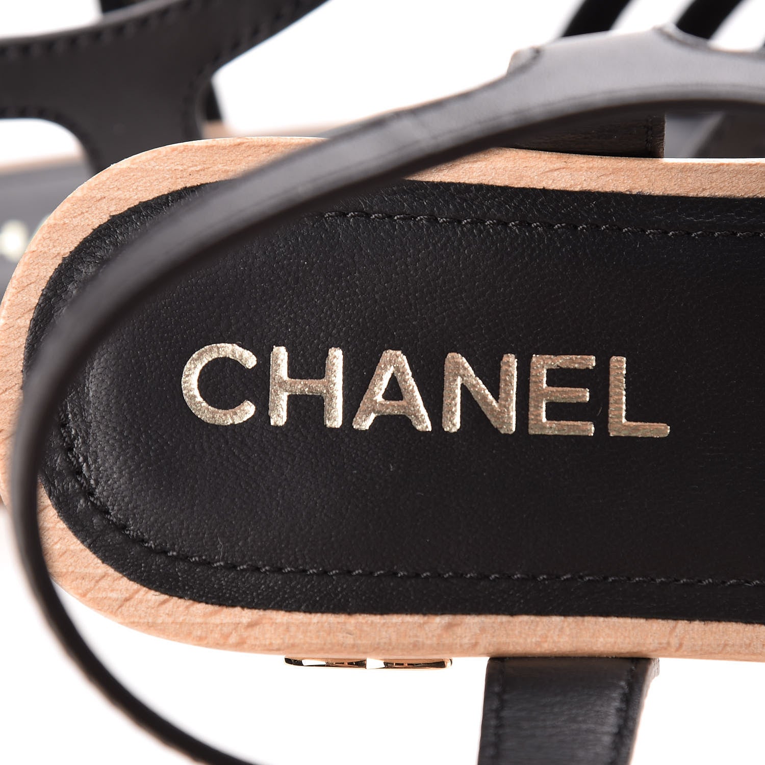 Chanel Cork Wood Calfskin Strappy Sandals 39 Black 7 of 11
