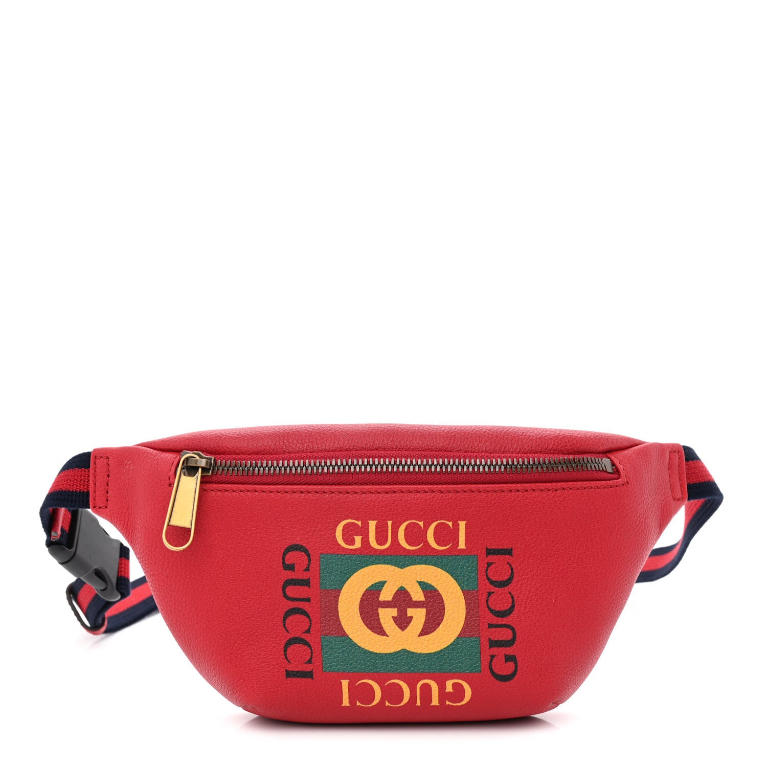 Gucci Grained Calfskin Small Logo Belt Bag Hibiscus Red 1 of 9