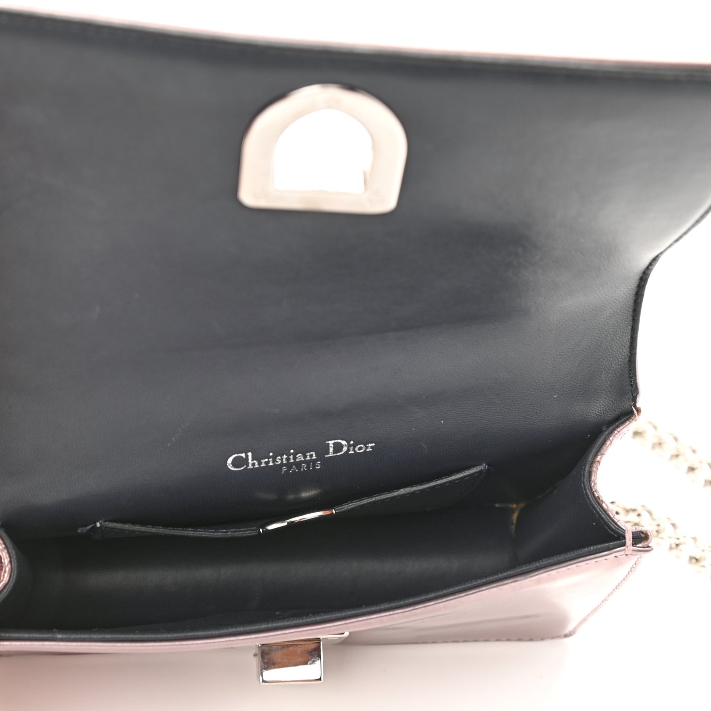 Metallic Patent Micro-Cannage Mini Diorama Flap Bag Pink