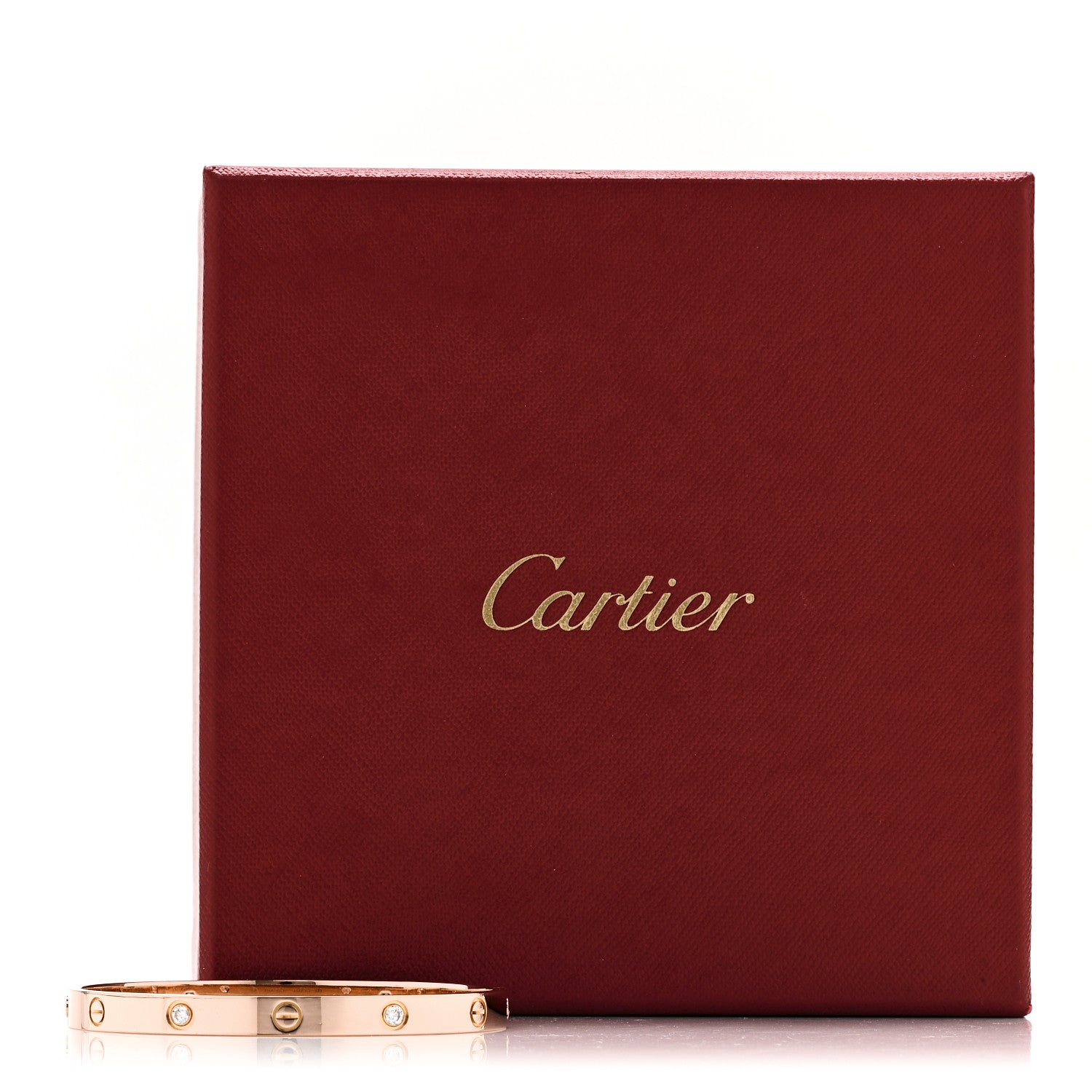 Cartier 18K Pink Gold 4 Diamond LOVE Bracelet 19 7 of 7