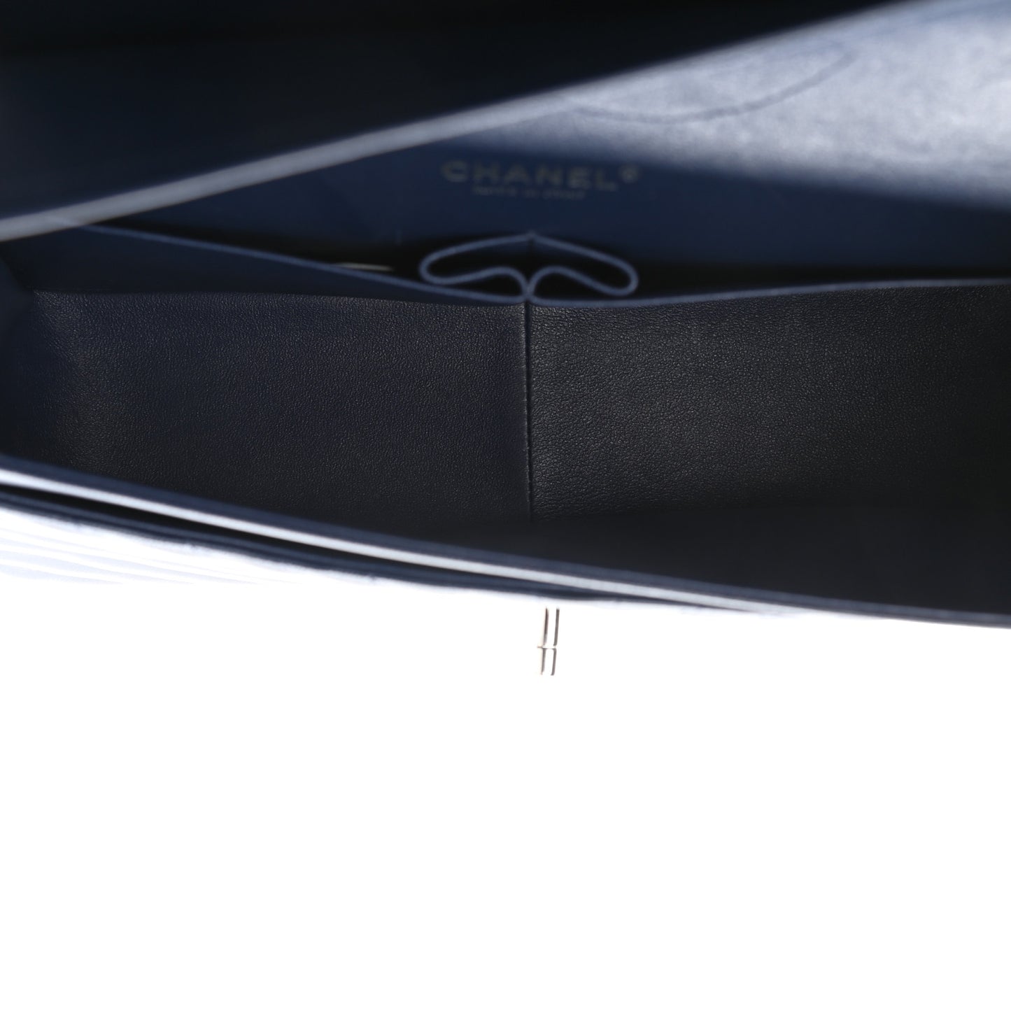 Caviar Chevron Quilted Jumbo Double Flap Navy