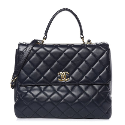 Chanel Lambskin Quilted Large Trendy CC Dual Handle Flap Bag Navy 1 of 17