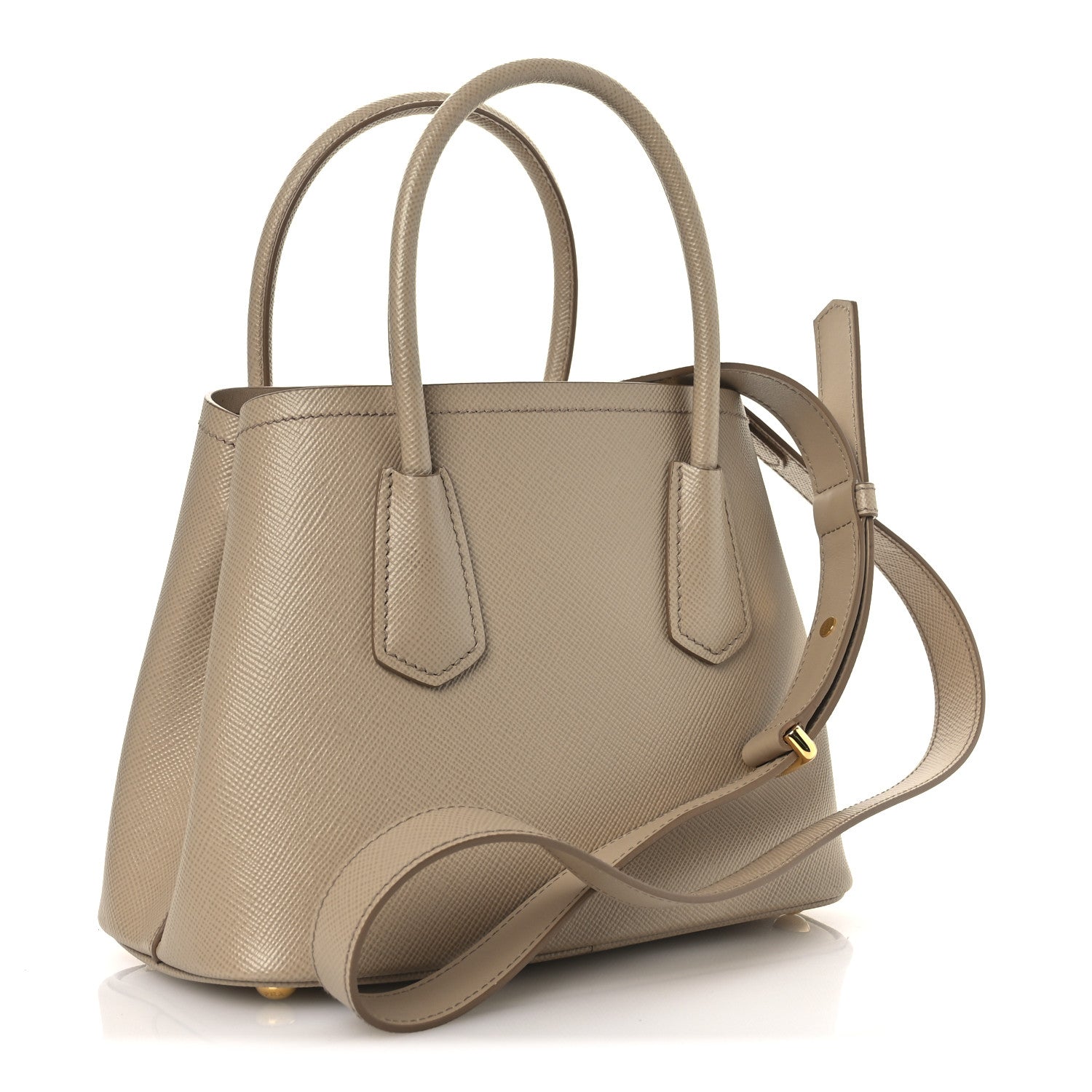 Prada Saffiano Cuir Mini Double Bag Sabbia 3 of 10