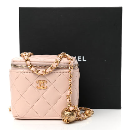 Chanel Lambskin Quilted Pearl Crush Mini Vanity Case With Chain Light Beige 11 of 11