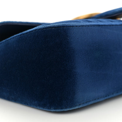 Gucci Velvet Matelasse Small GG Marmont Shoulder Bag Cobalt Blue 9 of 11