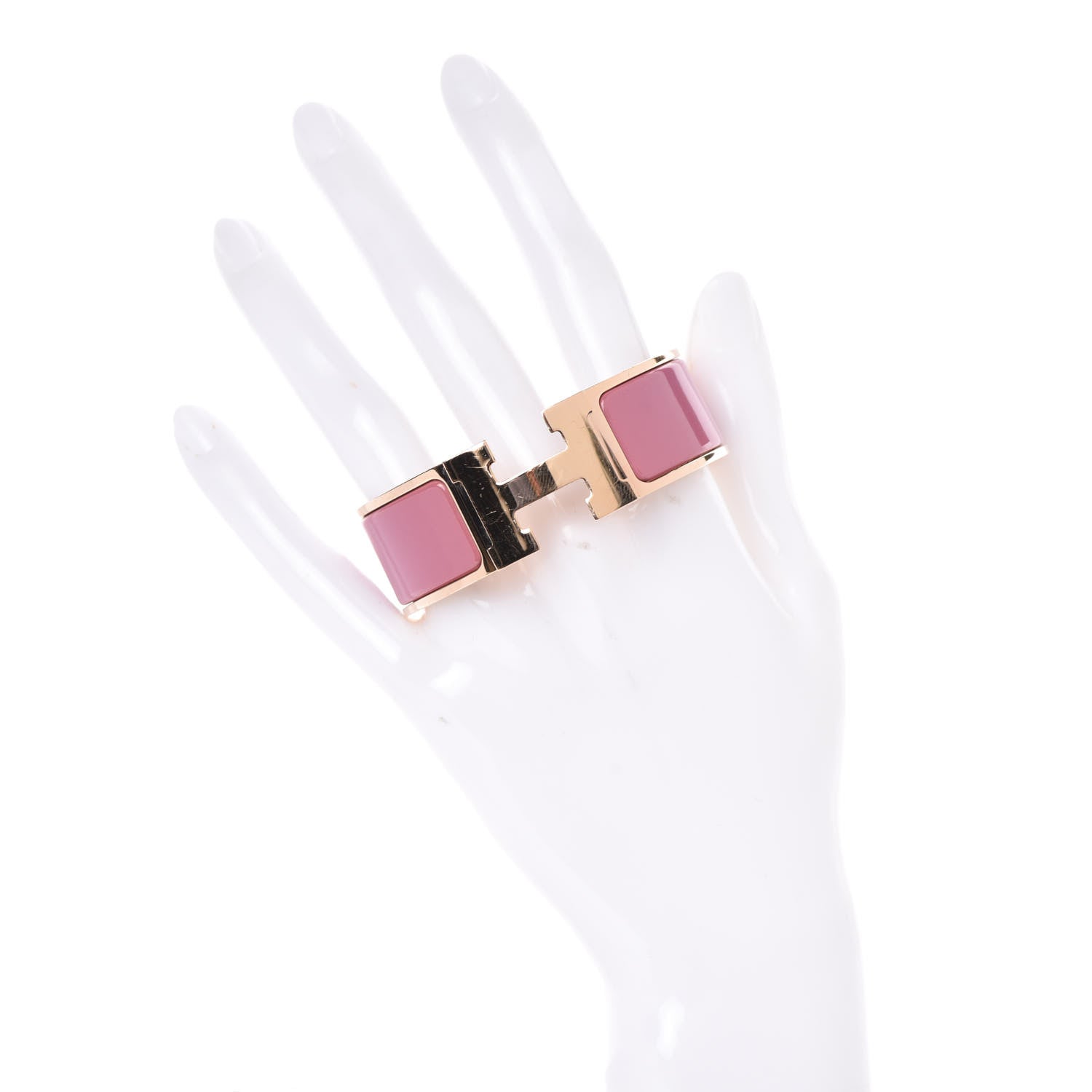 Hermes Enamel Wide Clic Clac H Bracelet PM Rose Velours 2 of 4
