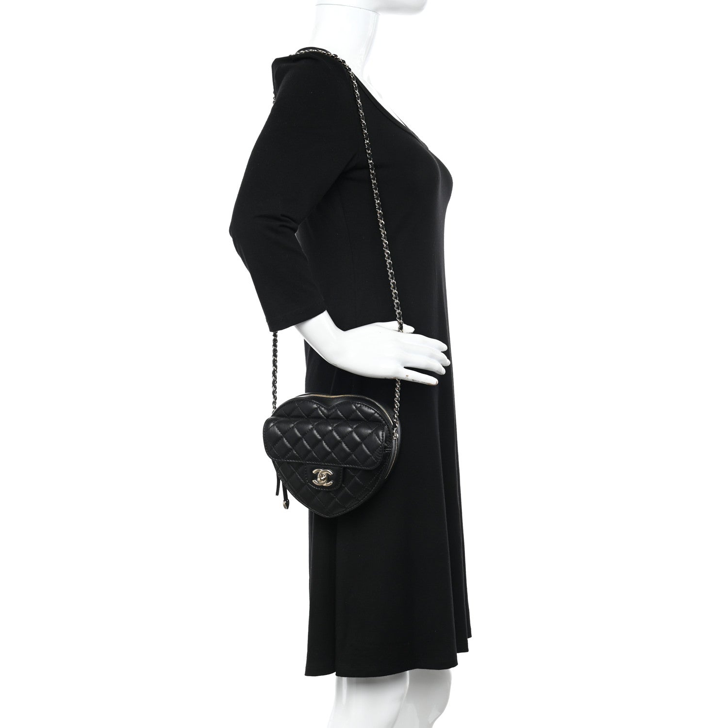 Chanel Lambskin Quilted CC In Love Heart Bag Black 2 of 11