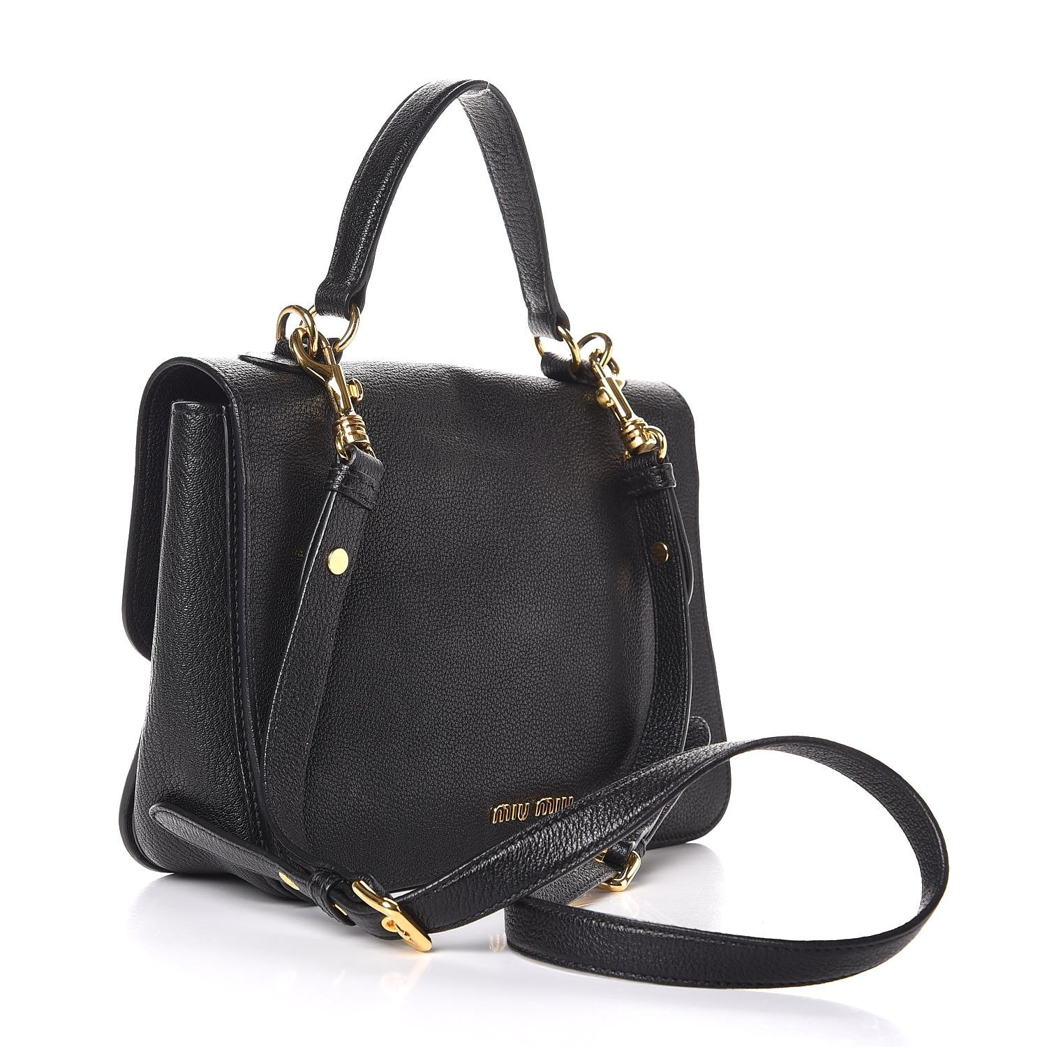 Miu Miu Goatskin Madras Shoulder Bag Black 3 of 7