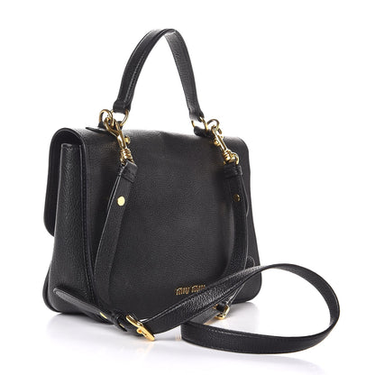 Miu Miu Goatskin Madras Shoulder Bag Black 3 of 7