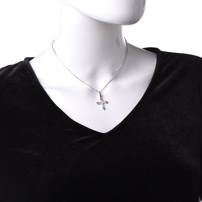 Cartier 18K White Gold Diamond Pink Sapphire Cross Pendant Necklace 2 of 6