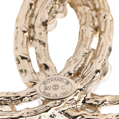 Chanel Crystal CC Camellia Earrings Gold 4 of 5