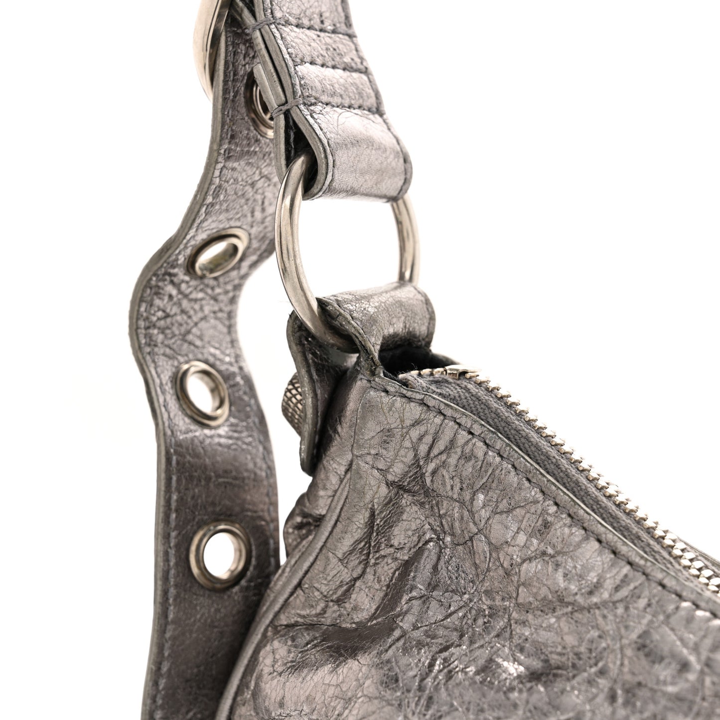 Metallic Agneau Arena Le Cagole Shoulder Bag XS Silver