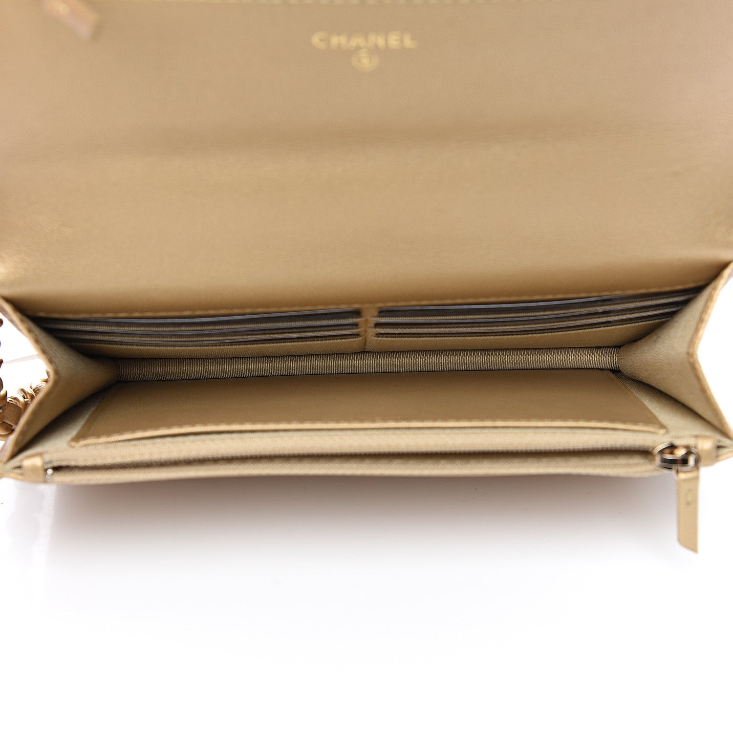 Chanel Metallic Goatskin Quilted 19 Wallet On Chain WOC Gold 4 of 13