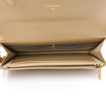 Chanel Metallic Goatskin Quilted 19 Wallet On Chain WOC Gold 4 of 13