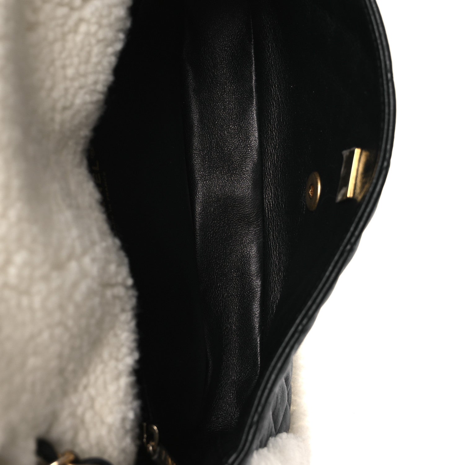 Chanel Lambskin Shearling Large CC Flap Bag Black White 5 of 12