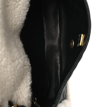Chanel Lambskin Shearling Large CC Flap Bag Black White 5 of 12