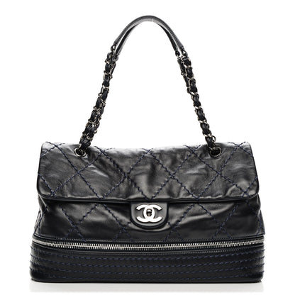 Chanel Calfskin Large Expandable Flap Bag Blue 1 of 7
