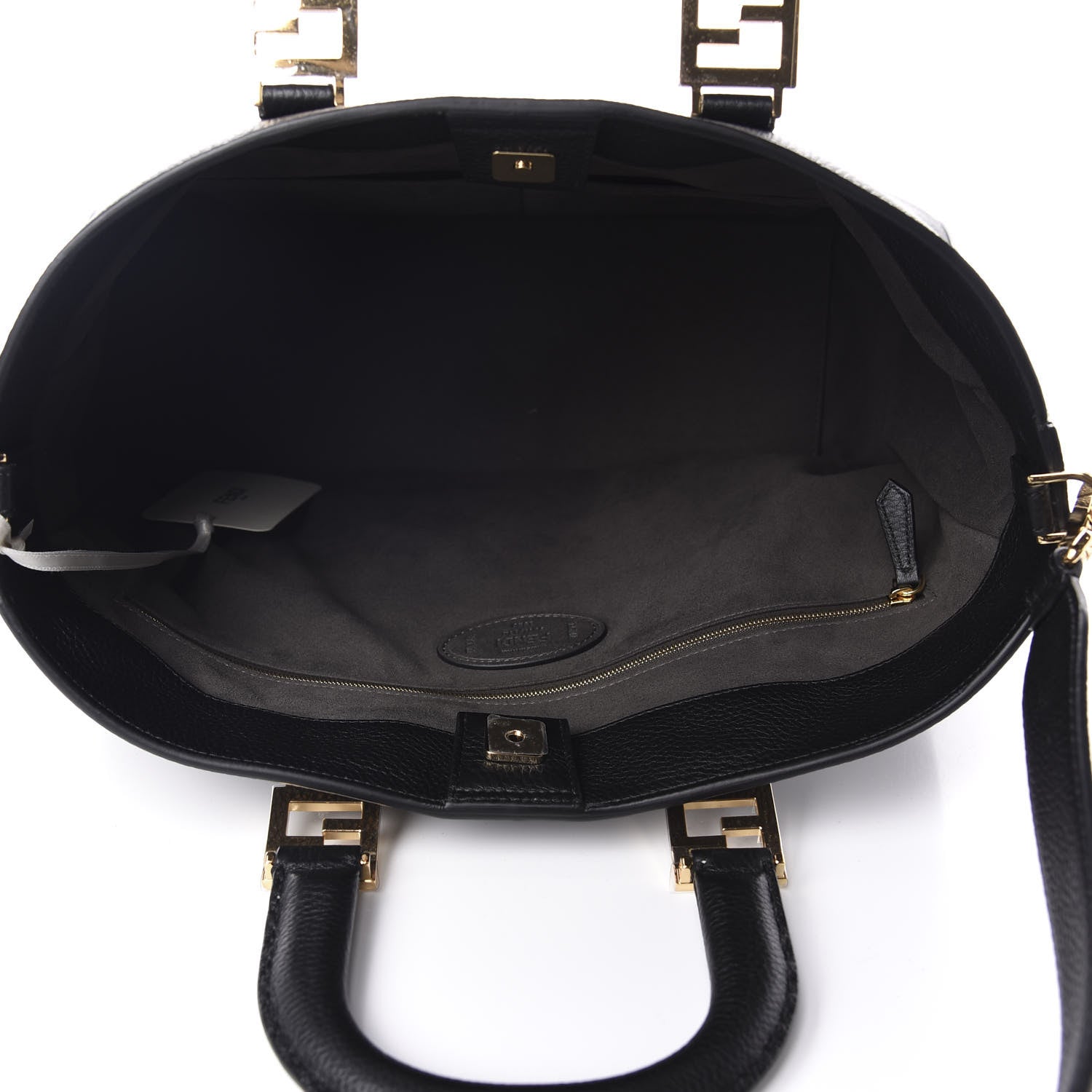 Fendi Cuoio Romano Selleria Medium FF Tote Black 5 of 10