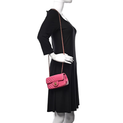 Chanel Lambskin Chevron Quilted Extra Mini Flap Dark Pink 2 of 15