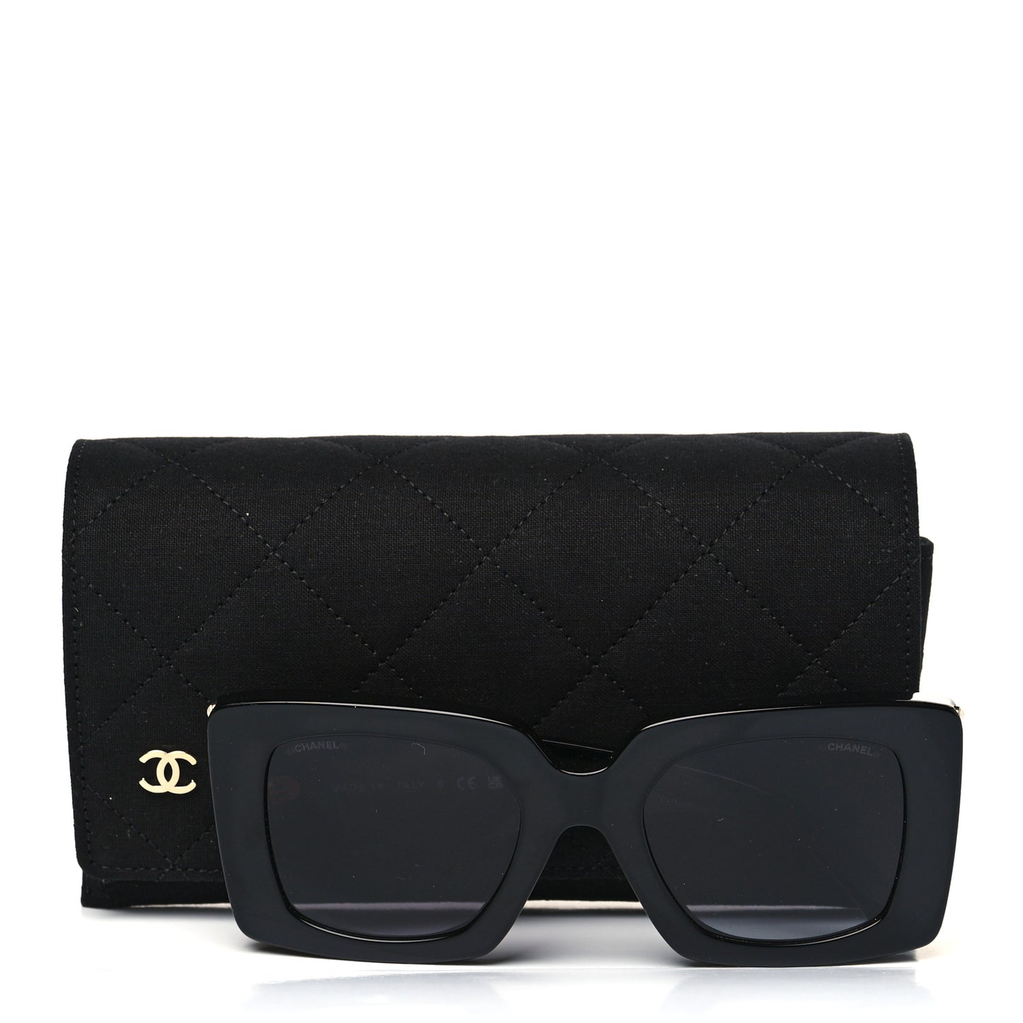 Acetate Pearl Rectangle Sunglasses 5480-H Black